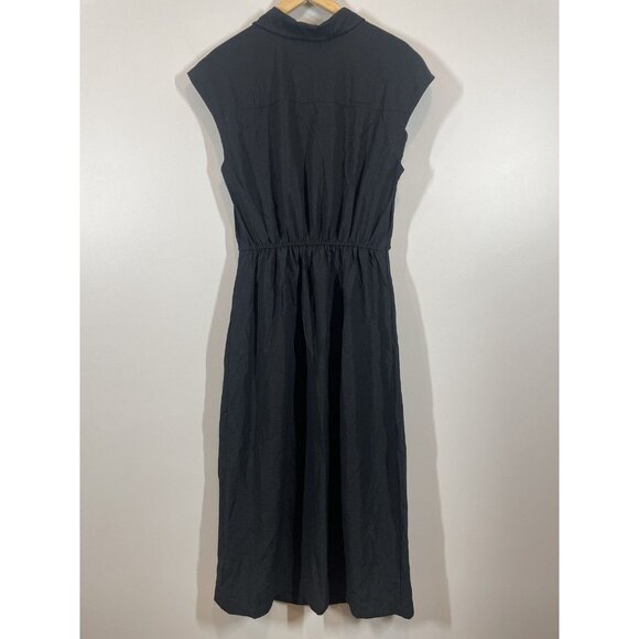 Old Navy Black Shirt Dress Size L Tall Button Front Drapey Cutouts Blackjack - Picture 7 of 9